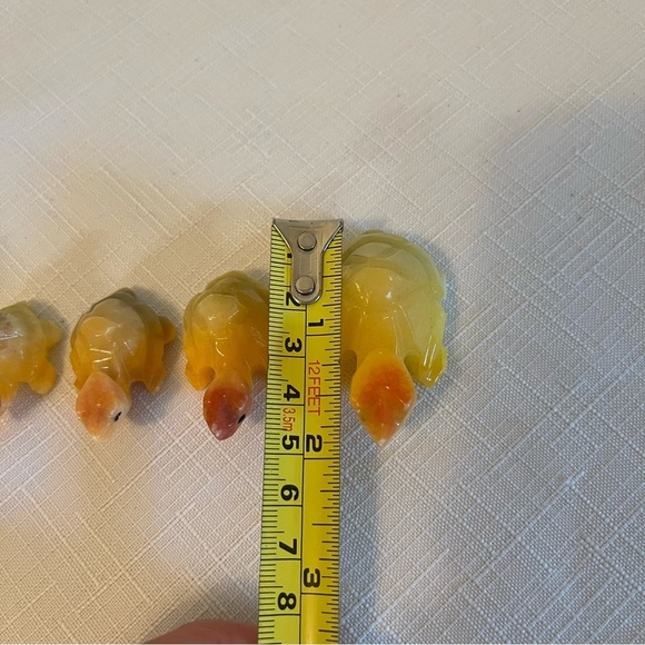 Vintage Marble Carved turtle family. Unique. Cute. Orange yellow. Set of 5 - Picture 3 of 5